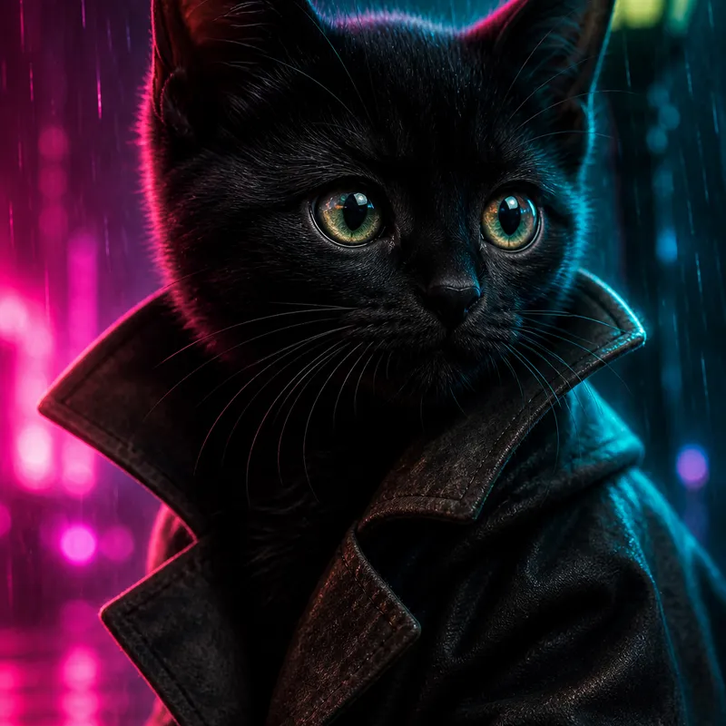 Black Cat portrait — cinematic character realism