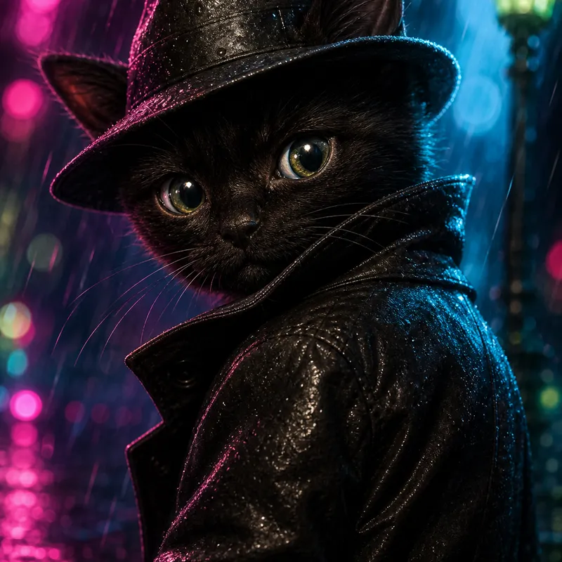 Black Cat portrait — cinematic character realism