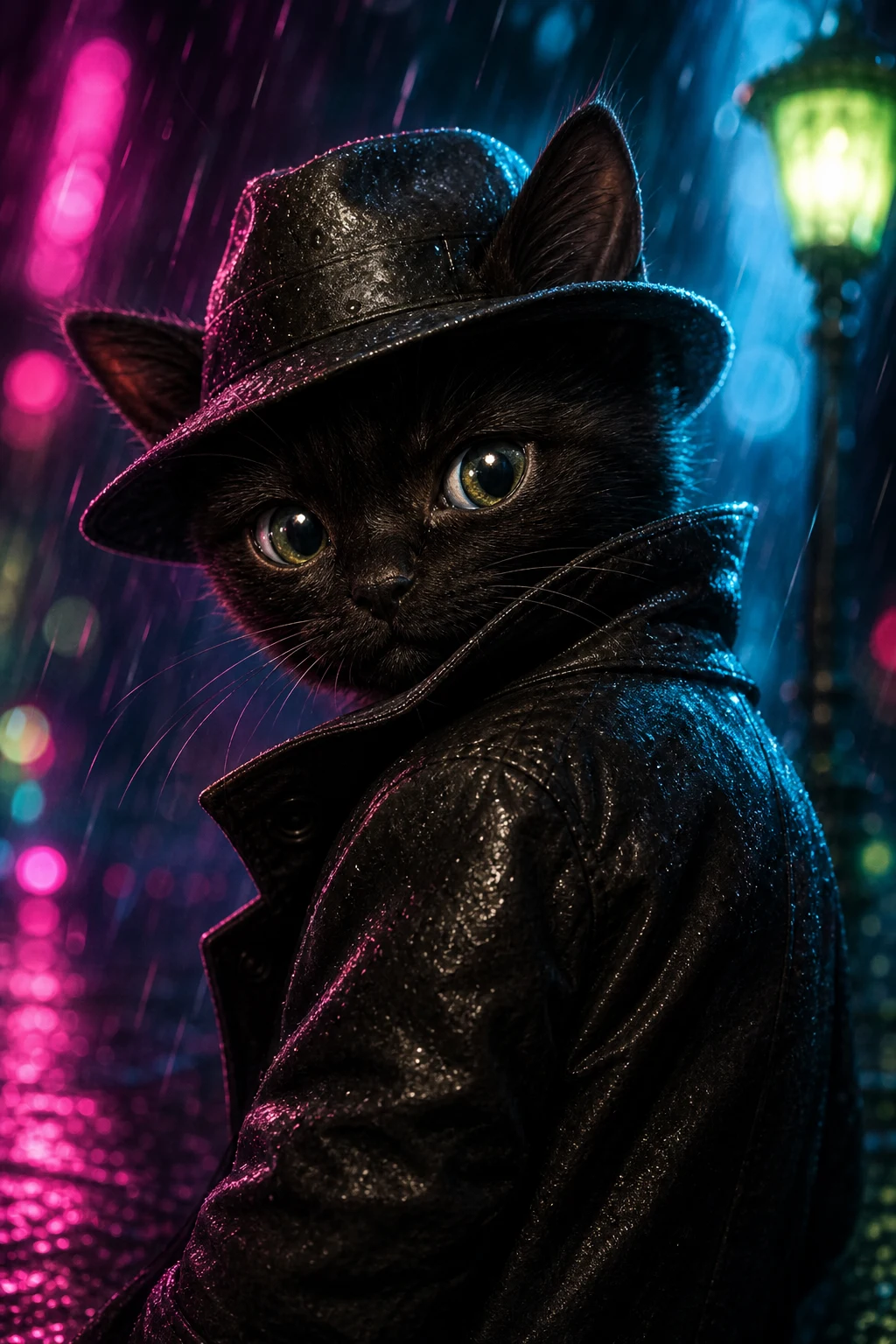 Pip the Black Cat — Cinematic Character Realism pet portrait