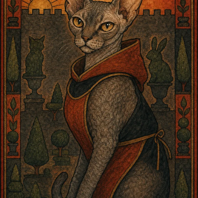 Devon Rex portrait — coptic manuscript