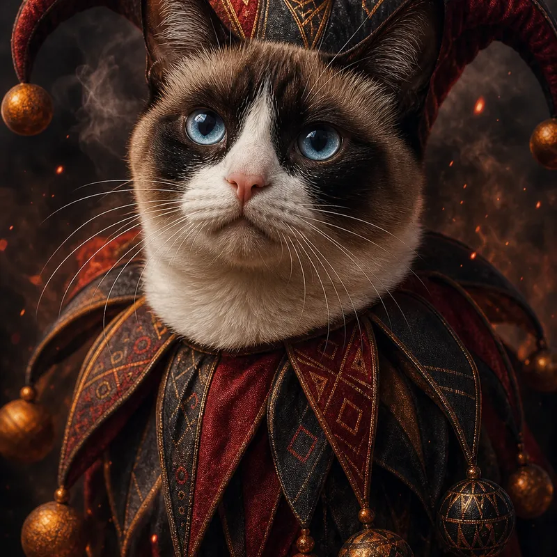 Snowshoe Cat portrait — fine art photoreal