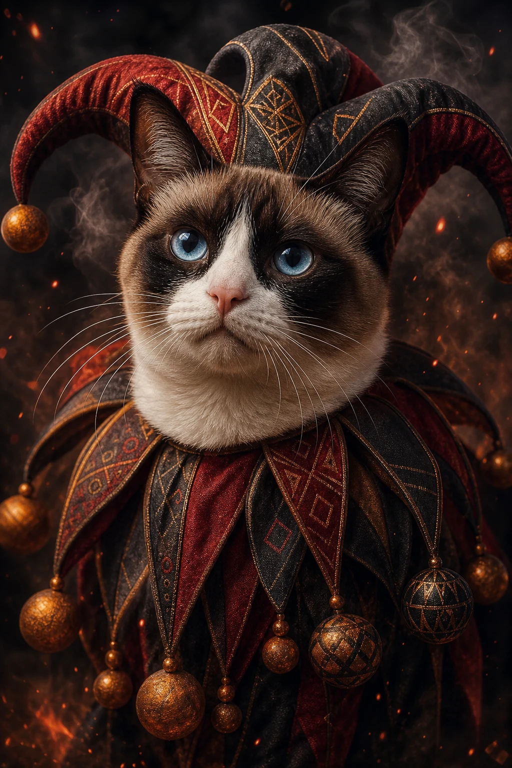 Pierrot the Snowshoe Cat — Fine Art Photoreal pet portrait