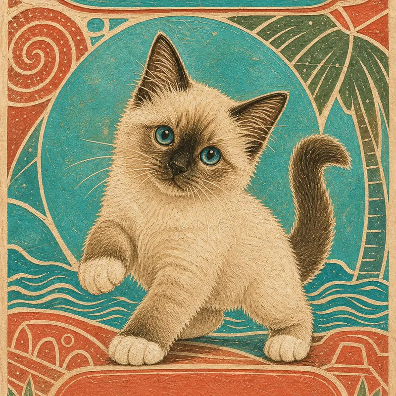 Birman portrait — hohokam shell etching