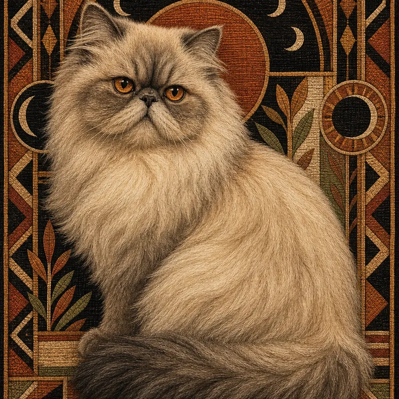 Persian portrait — kuba raffia textile