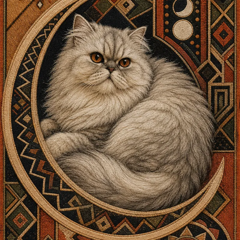 Persian portrait — kuba raffia textile