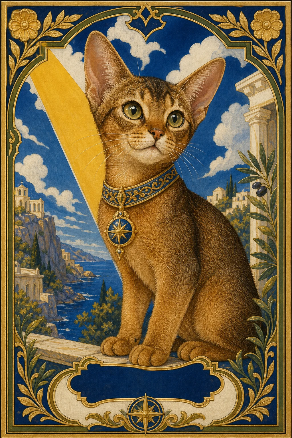 Nico the Abyssinian — Mysore Painting pet portrait