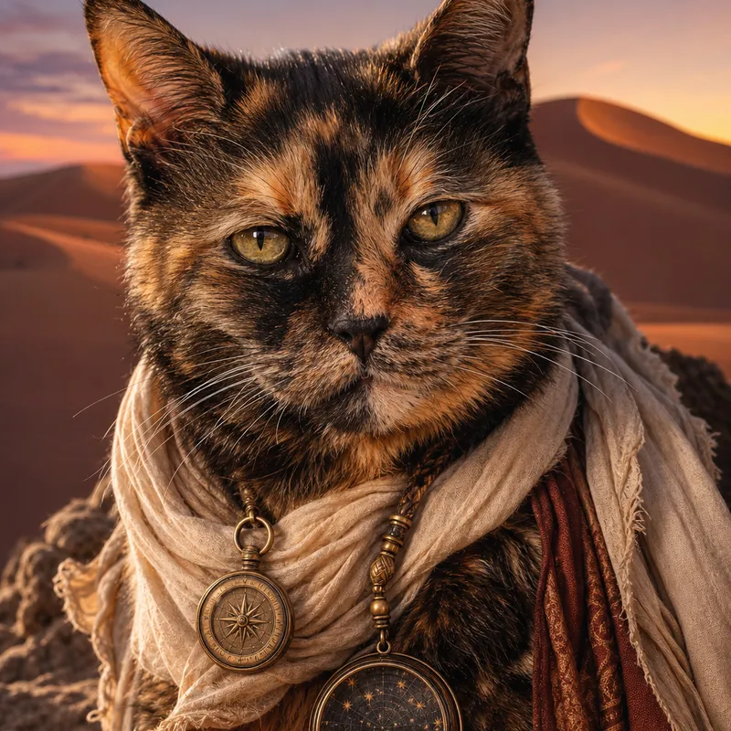 Tortoiseshell Cat portrait — natural light canvas