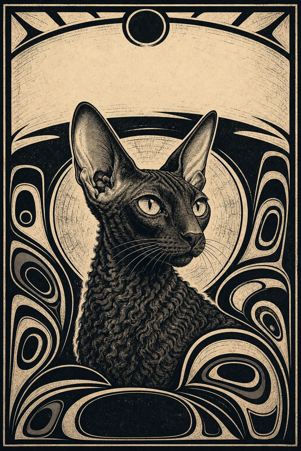 Rune the Cornish Rex — Pacific Northwest Argillite pet portrait