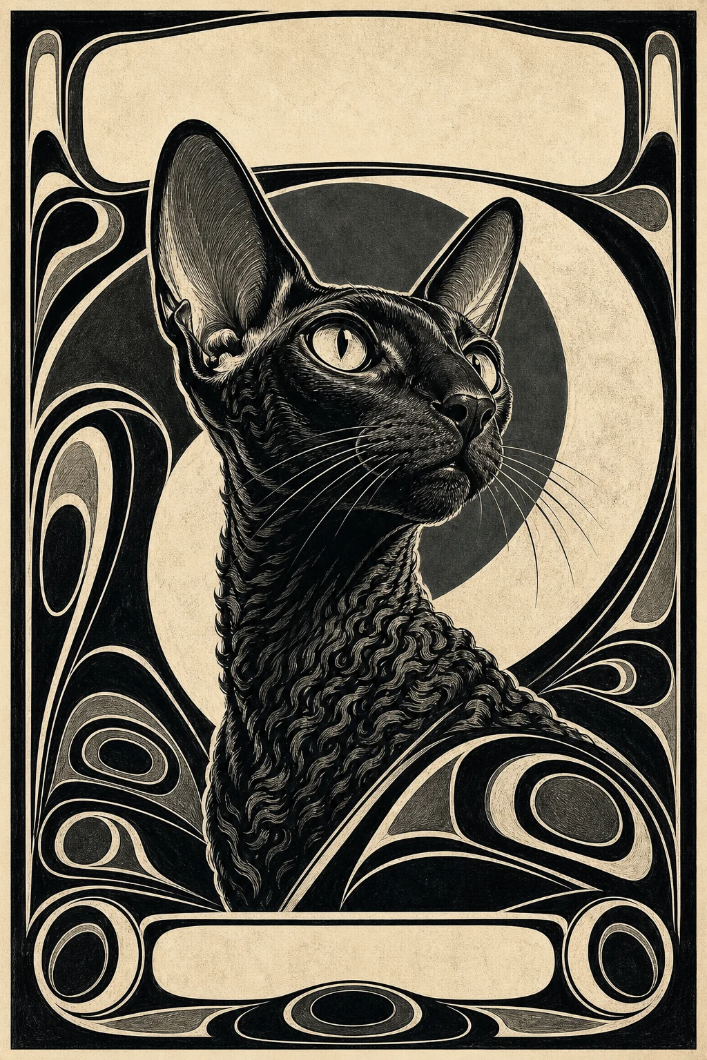 Otto the Cornish Rex — Pacific Northwest Argillite pet portrait