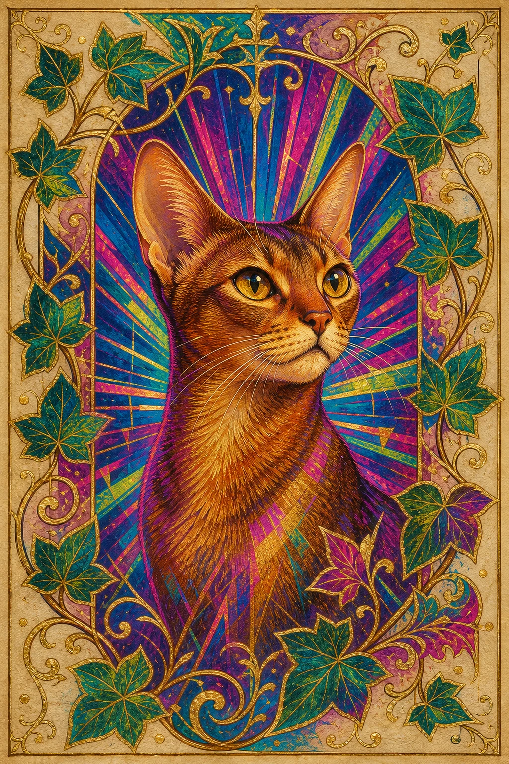 Zara the Abyssinian — Rayonism pet portrait