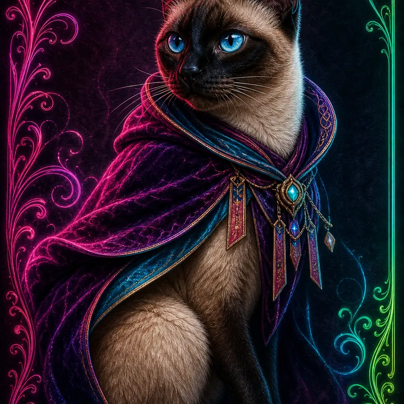 Siamese portrait — studio canvas realism