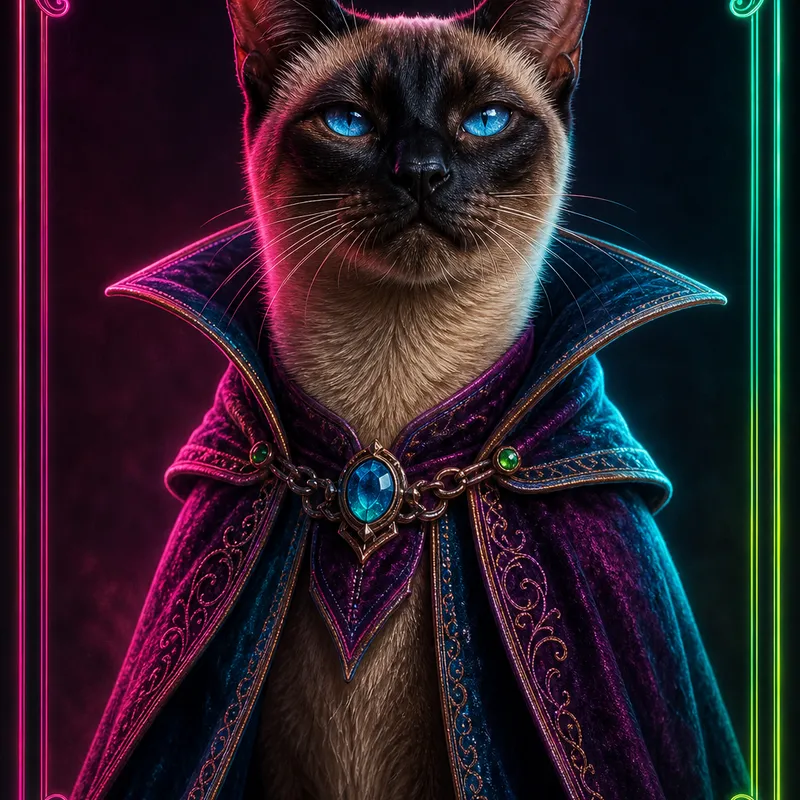 Siamese portrait — studio canvas realism