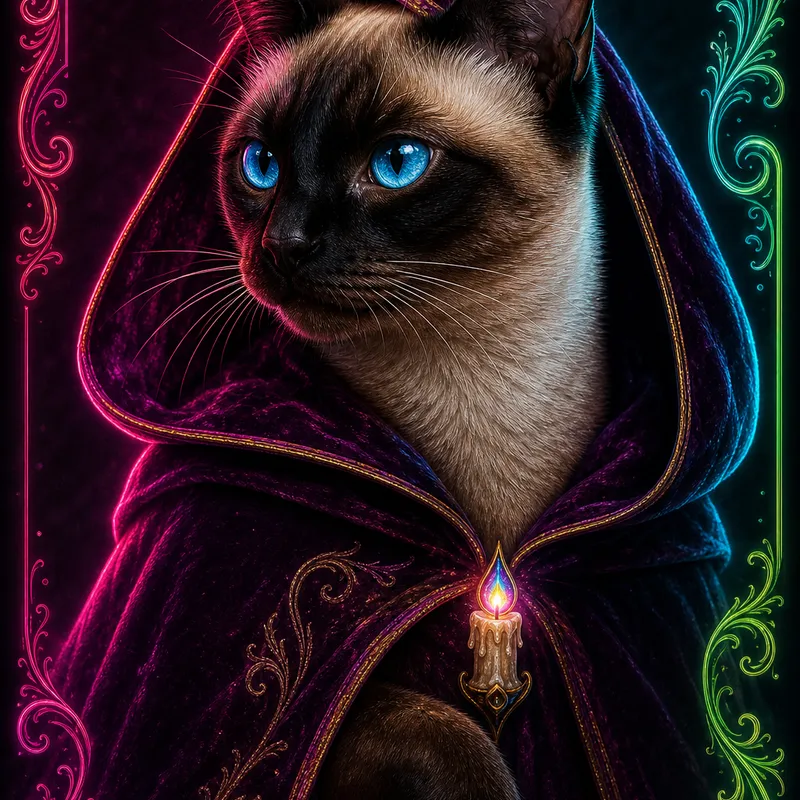 Siamese portrait — studio canvas realism