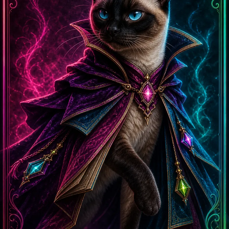 Siamese portrait — studio canvas realism