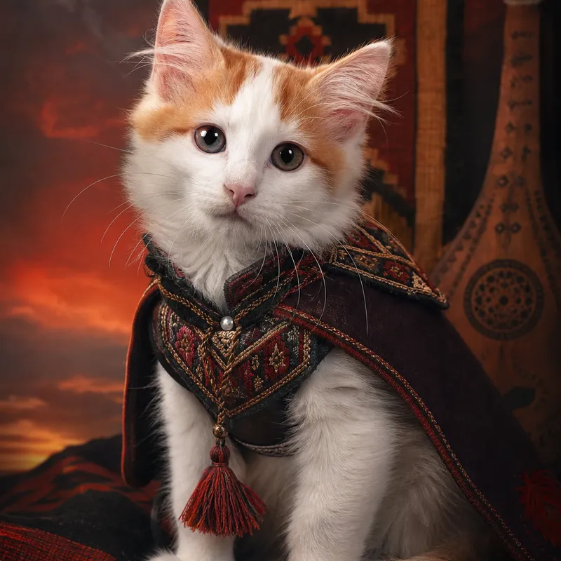 Turkish Van portrait — studio canvas realism