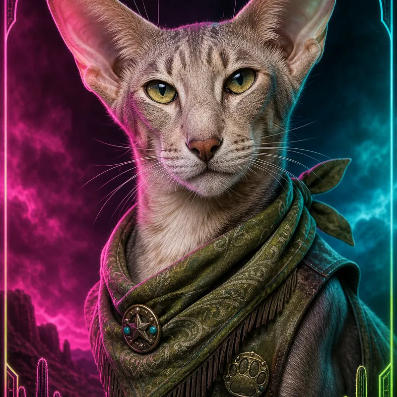 Oriental Shorthair portrait — studio canvas realism