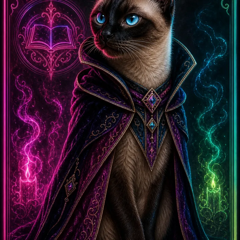Siamese portrait — studio canvas realism
