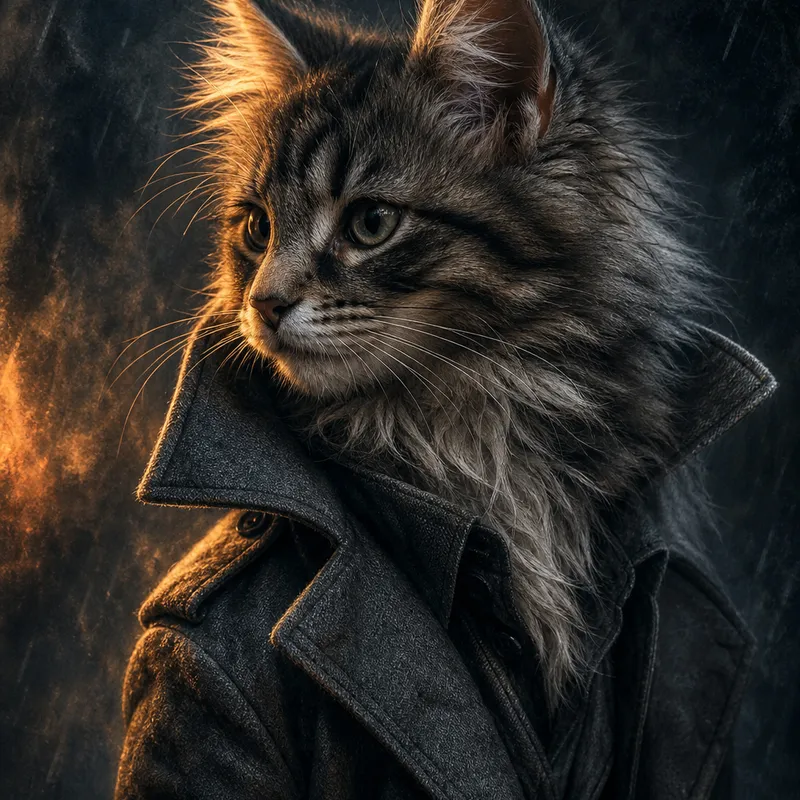 Norwegian Forest Cat portrait — studio canvas realism