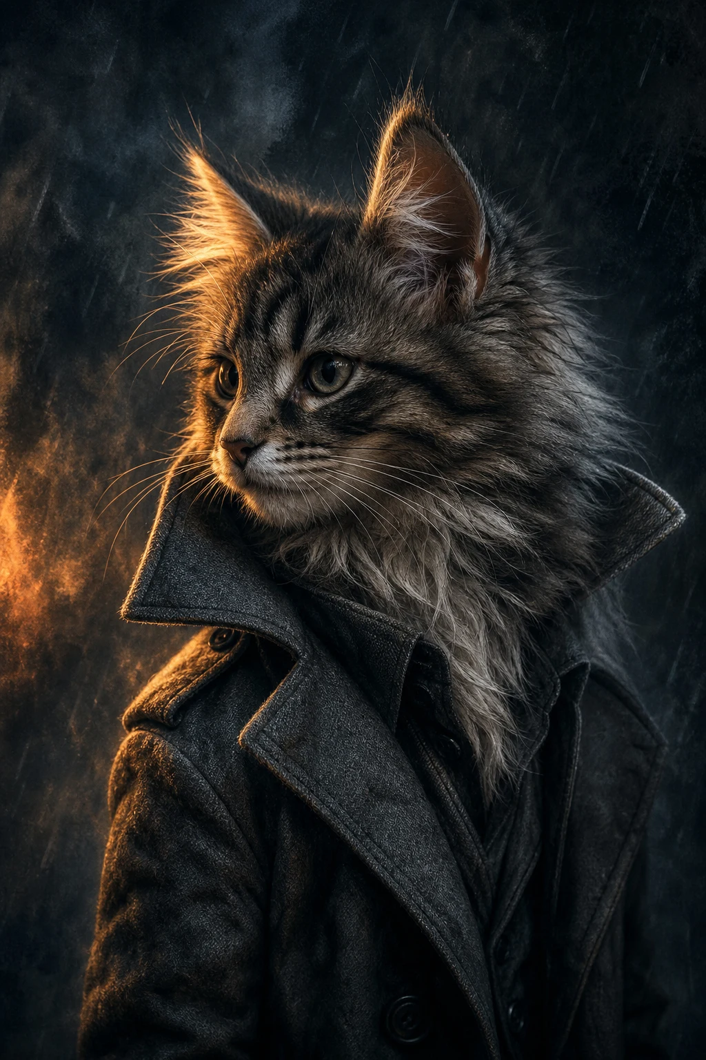 Ingrid the Norwegian Forest Cat — Studio Canvas Realism pet portrait