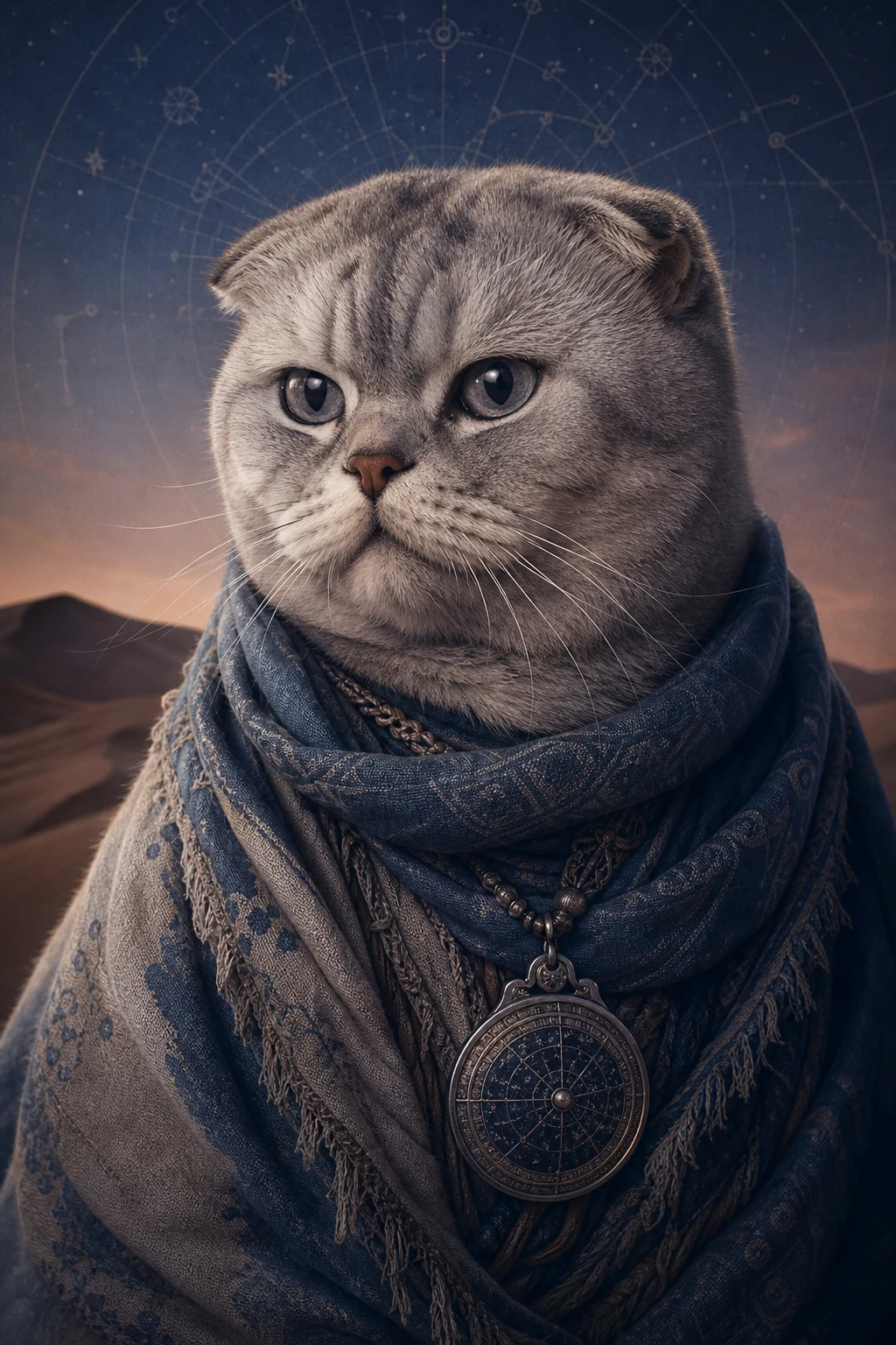 Nora the Scottish Fold — Studio Canvas Realism pet portrait