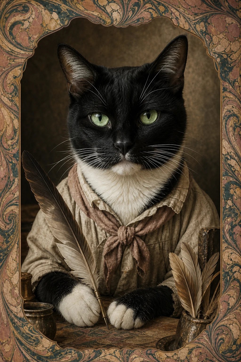 Percy the Tuxedo Cat — Studio Canvas Realism pet portrait