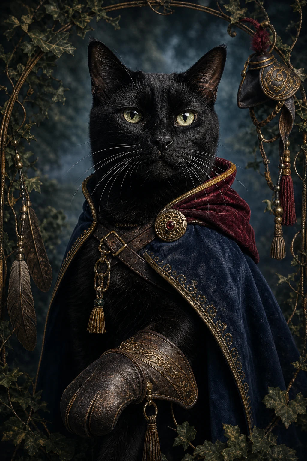 Salem the Black Cat — Studio Canvas Realism pet portrait