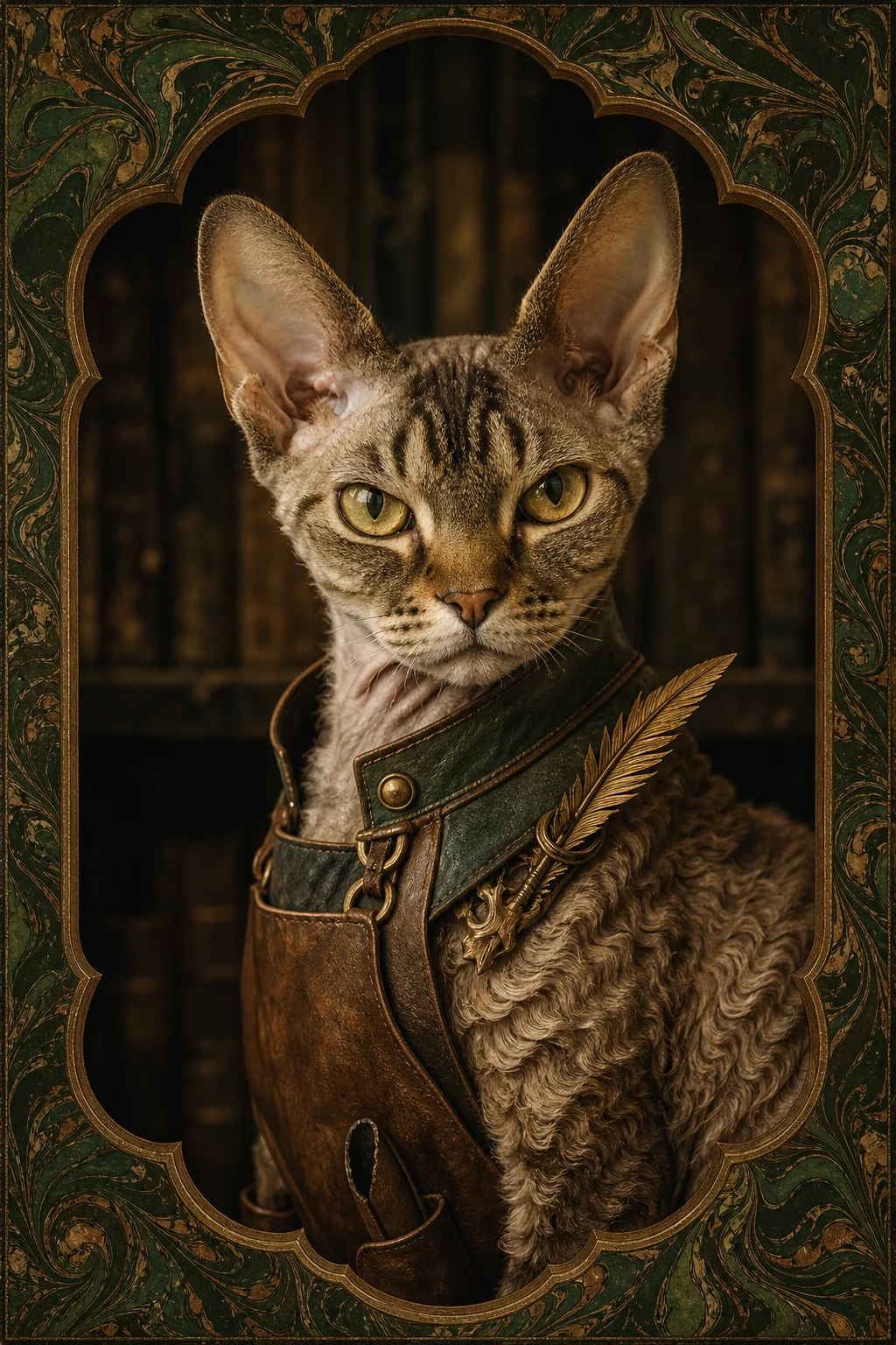 Quill the Devon Rex — Studio Canvas Realism pet portrait