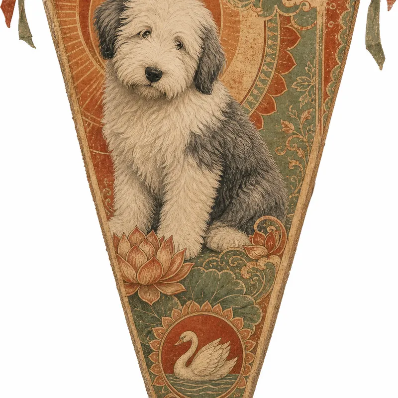 Old English Sheepdog portrait — brahma s creation cat