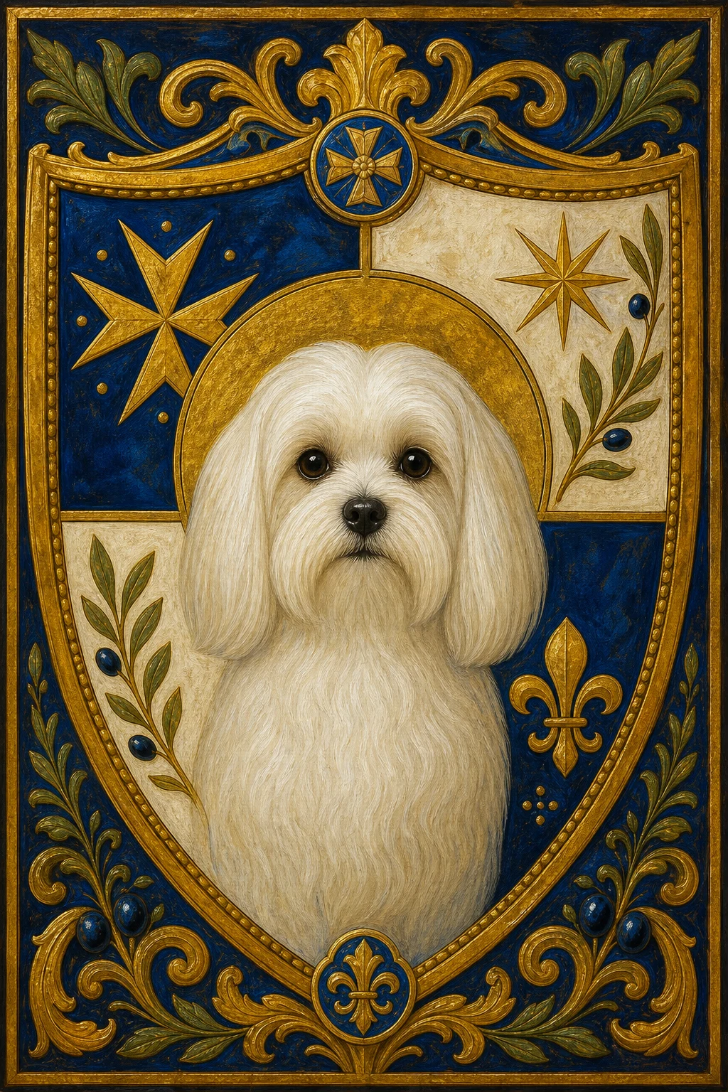 Pearl the Maltese — Byzantine Icon pet portrait