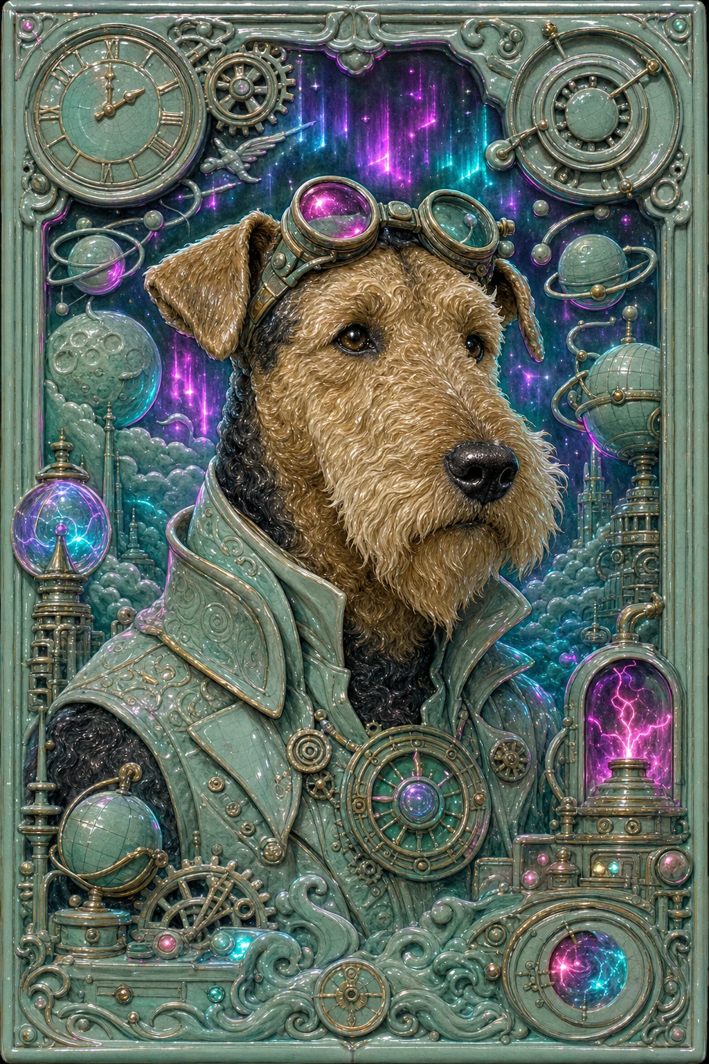 Baxter the Airedale Terrier — Celadon Glaze pet portrait