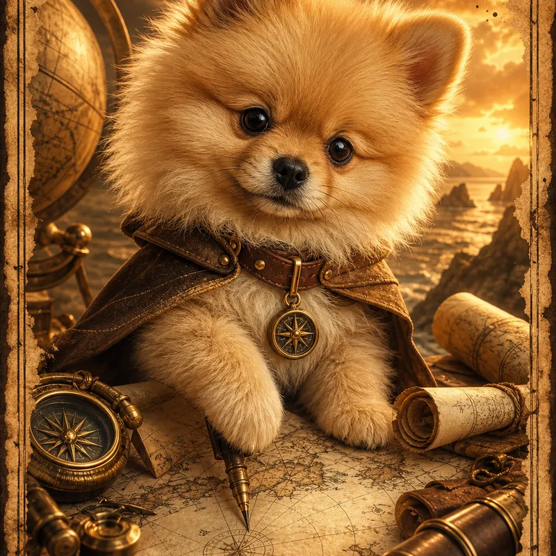 Pomeranian portrait — cinematic character realism