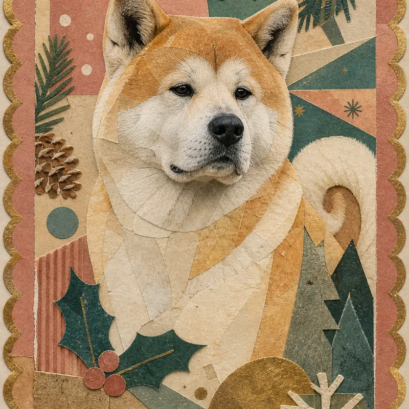 Akita portrait — dada collage