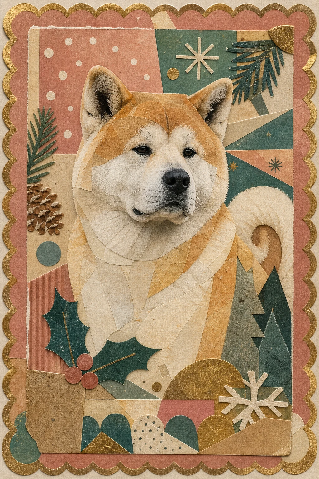 Kuma the Akita — Dada Collage pet portrait