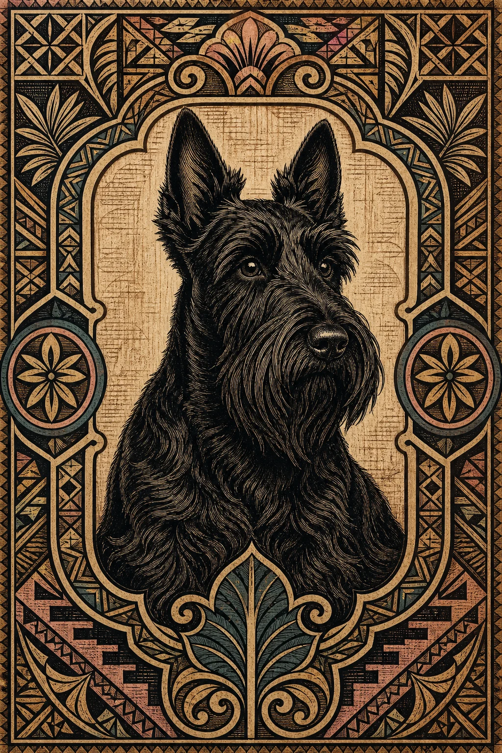 Angus the Scottish Terrier — Fijian Masi pet portrait