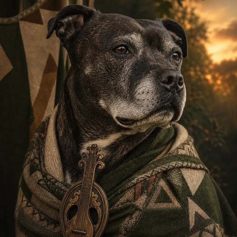 Staffordshire Bull Terrier portrait — fine art photoreal