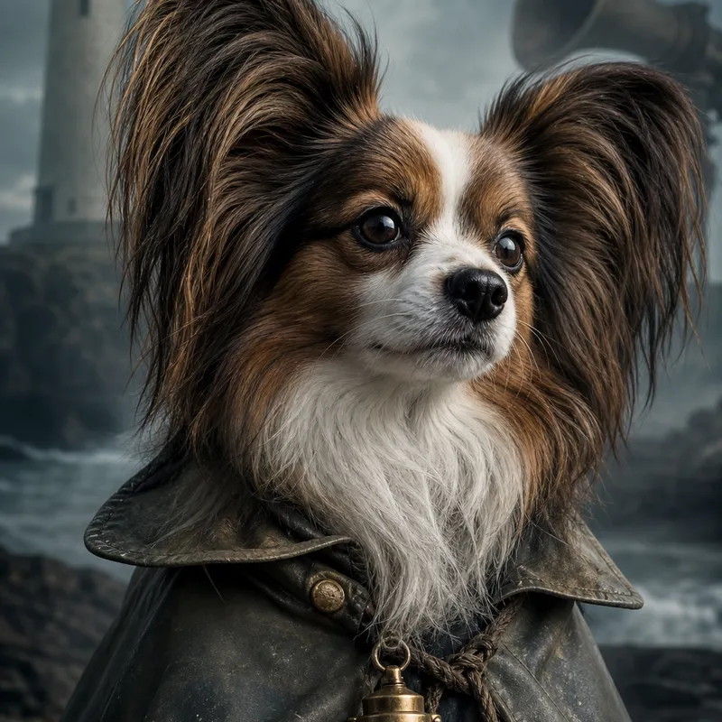 Papillon portrait — fine art photoreal
