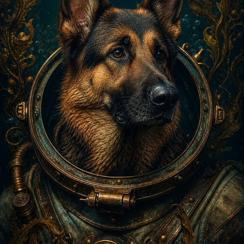 German Shepherd portrait — fine art photoreal