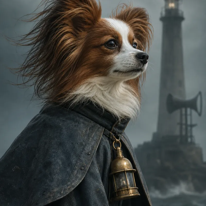 Papillon portrait — fine art photoreal