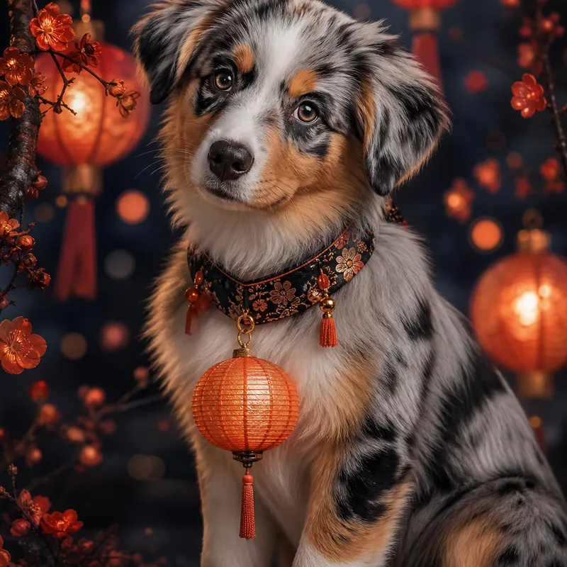 Australian Shepherd portrait — fine art photoreal