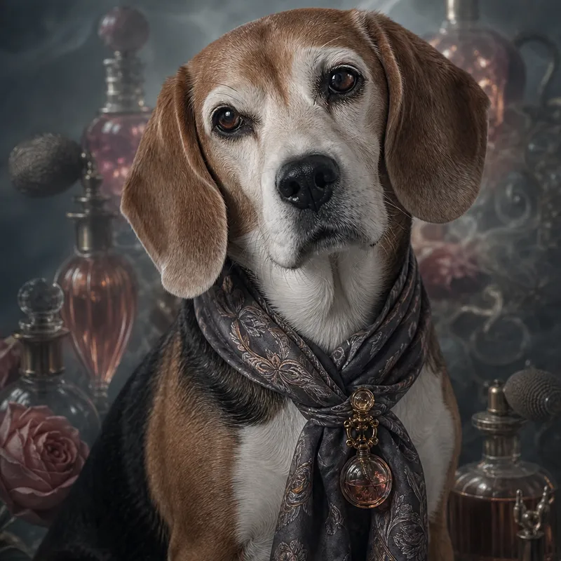 Beagle portrait — fine art photoreal