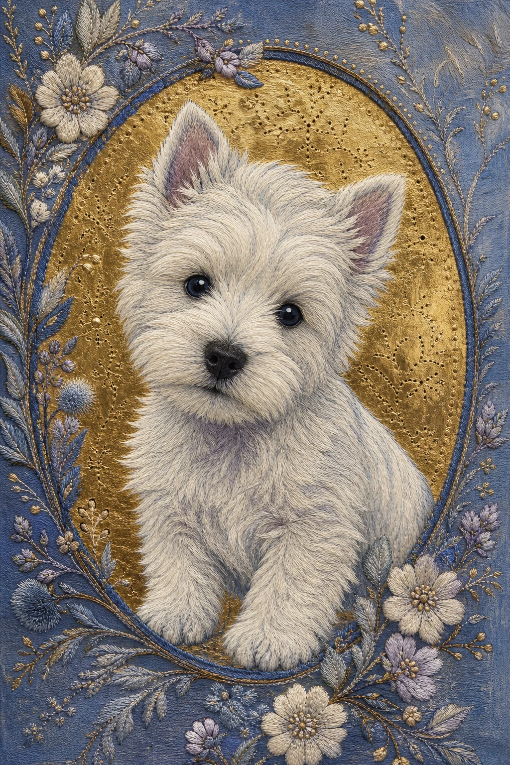 Frost the West Highland Terrier — Gilded Tempera pet portrait