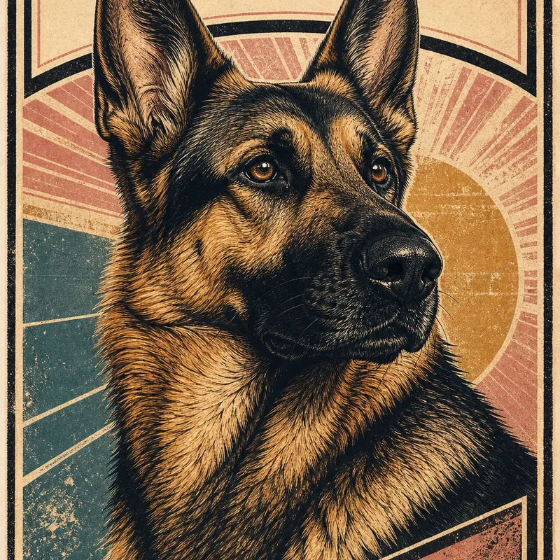 German Shepherd portrait — hyperrealism