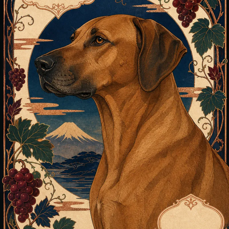Rhodesian Ridgeback portrait — japonisme