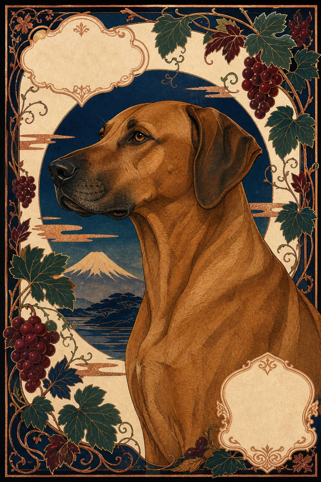 Zuri the Rhodesian Ridgeback — Japonisme pet portrait