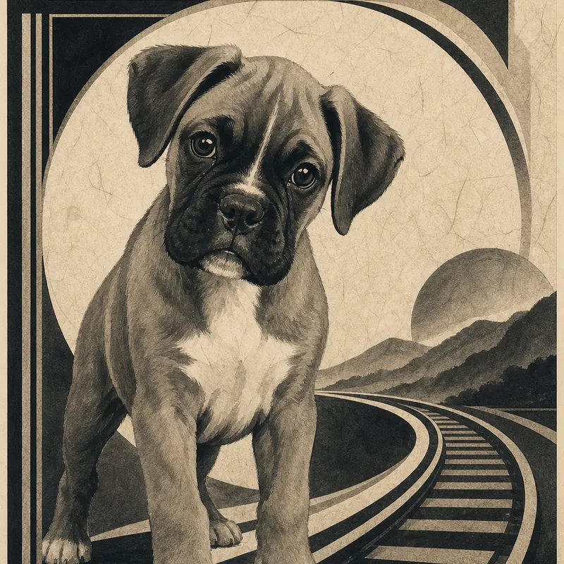 Boxer portrait — korean danji ink on paper