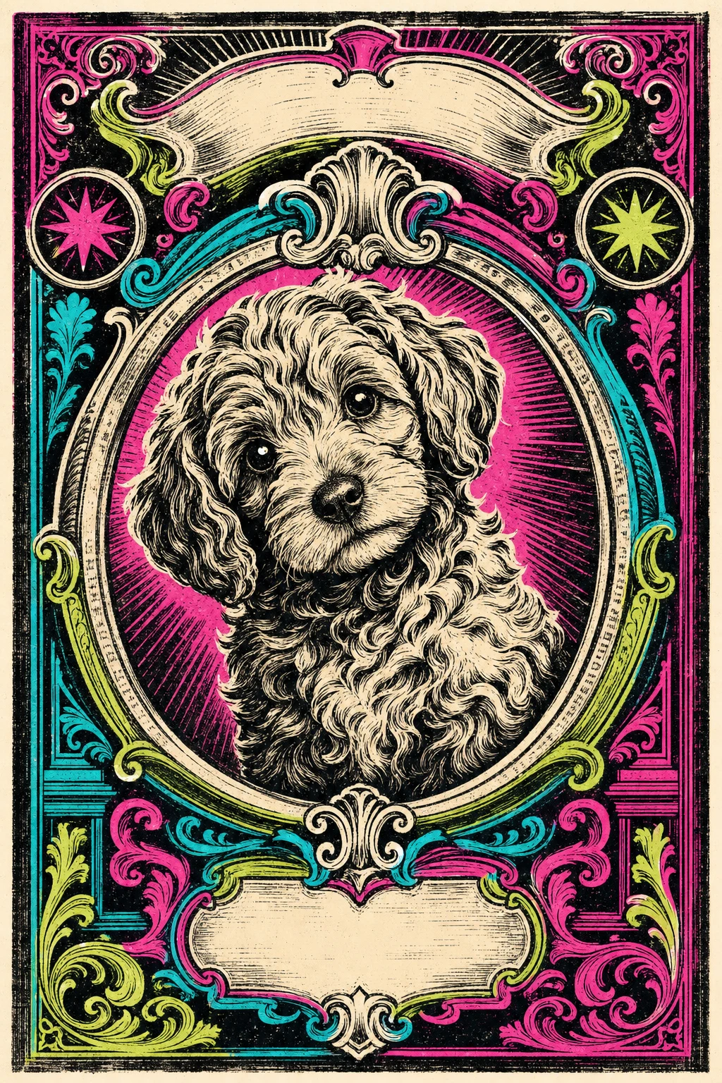 Pippin the Cockapoo — Lino Block Print Modern pet portrait