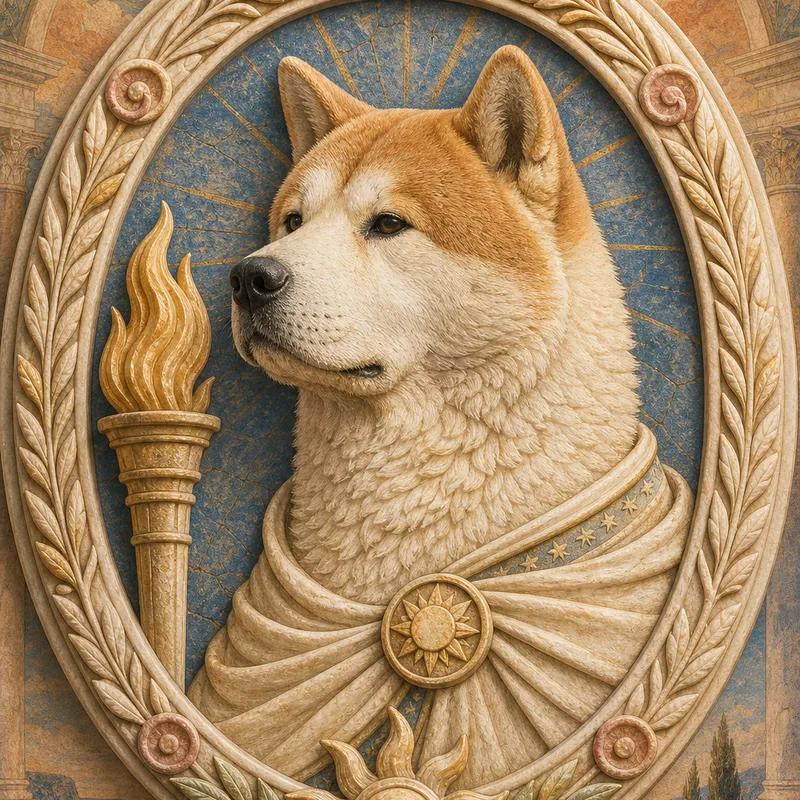 Akita portrait — mithraic light dog