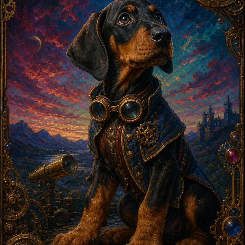 Doberman portrait — mongolian khalkha oil