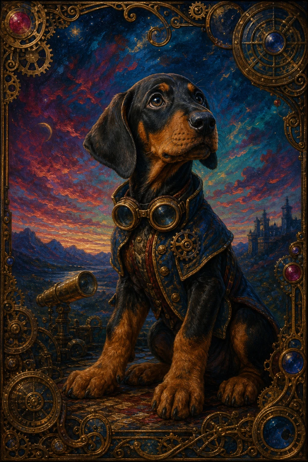 Otto the Doberman — Mongolian Khalkha Oil pet portrait