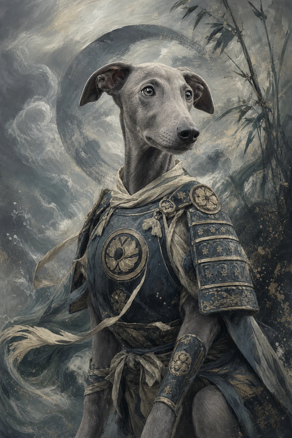 Finn the Greyhound — Nanyang Style pet portrait